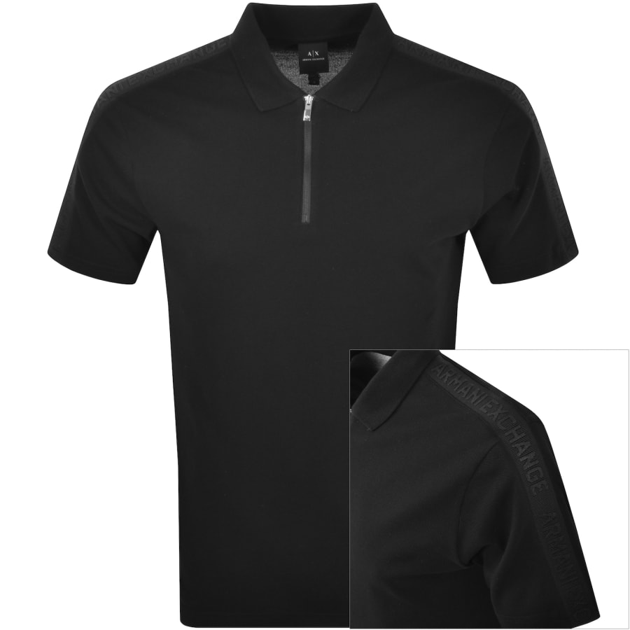 Armani Exchange Taped Polo T Shirt Black